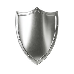 Silver metal shield on transparent background