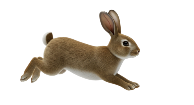 A Stunning Image of a Brown Rabbit in Motion.  A Captivating Shot of Nature's Grace and Speed.