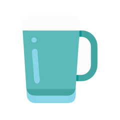 Minimalist flat design teal mug illustration on black