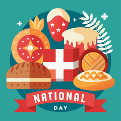 Traditional swiss pastries for swiss national day celebration banner