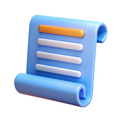 3D Rendered Blue Document Icon stylized model document