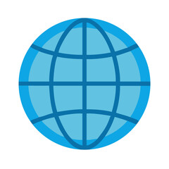 Stylized blue globe on black background depicting global network