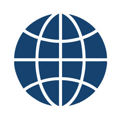 Dark blue world globe icon isolated on black background