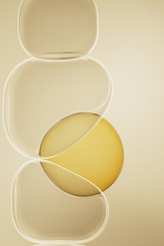 Abstract Composition Featuring Circular Elements and Curved Glass
