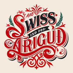 Proud swiss typography t shirt design with bold lettering