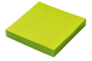 Fototapeta premium A stack of bright lime green sticky notes isolated on a transparent background isolated on transparent background