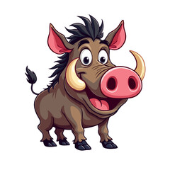 Hand drawn cartoon warthogs vector illustration