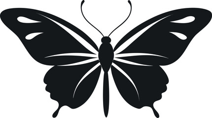 Vector art of a black butterfly with a simple wing pattern is isolated on a white background
