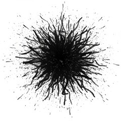 Abstract Black Ink Explosion Radiating Outward