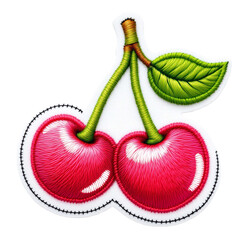 Embroidered Cherry Patch Design Two embroidered cherries with