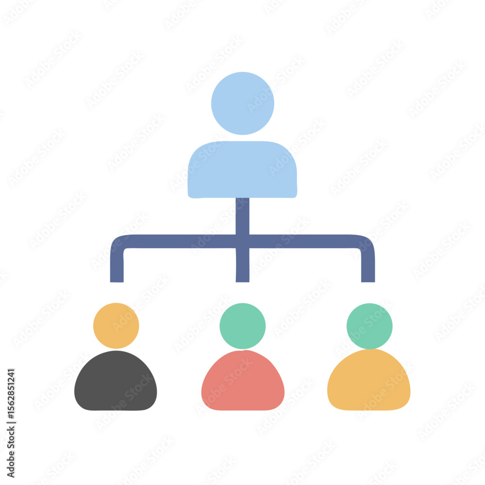 Poster organization chart showing hierarchy and reporting relationships of people