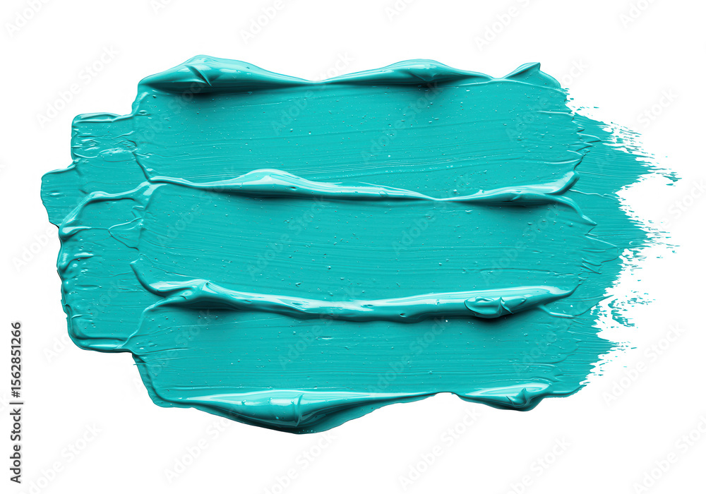 Poster a textured turquoise paint stroke with visible brush marks isolated on transparent background