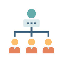 Organization chart flat design illustrating business hierarchy process diagram