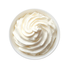 Sour cream in bowl on transparent background
