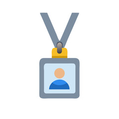 Identification badge with lanyard on a black background