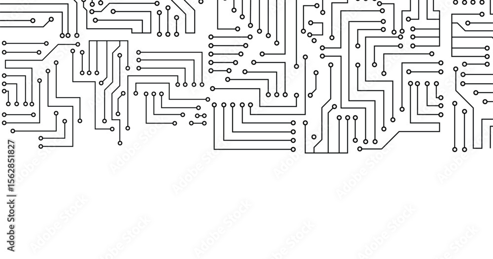 Fototapete grey circuit line technology pattern on white background vector. electronic circuit with white backg