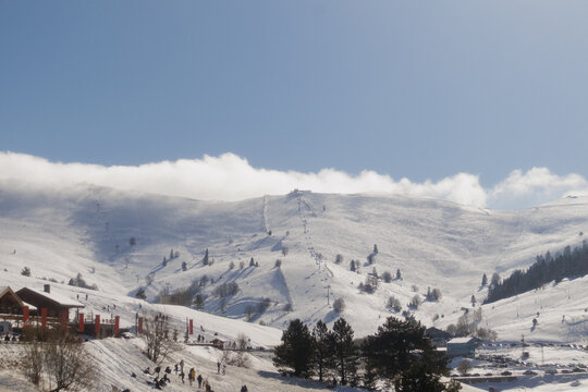View of the mountain and ski slope