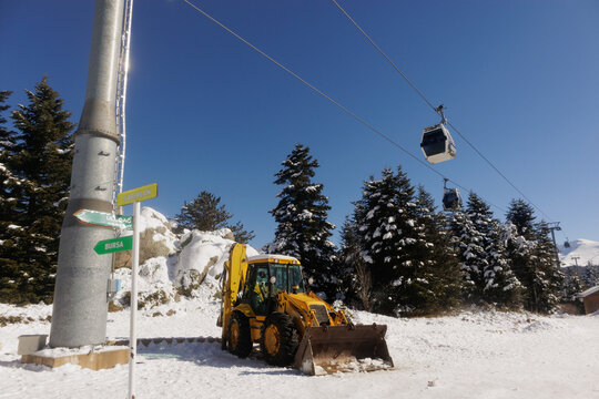 Snow removal equipment at a ski resort