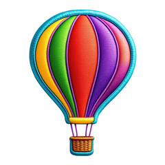 Fototapeta premium Embroidered Rainbow Hot Air Balloon Design Colorful embroidered