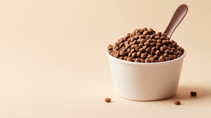Pet food in a white bowl