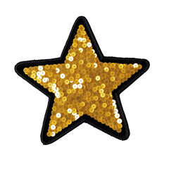Golden Sequined Star Embroidered Patch Close up gold sequin