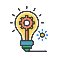 Light bulb with gear symbolizing idea generation and innovation