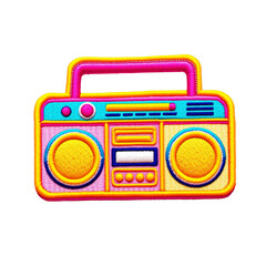 Colorful Embroidered Retro Boombox Patch Vibrant embroidered boombox