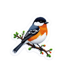 Naklejka premium Detailed Embroidery of a Eurasian Nuthatch Close up embroidered