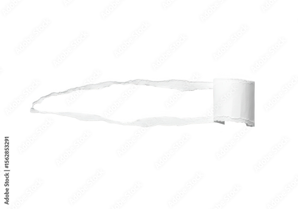 Poster a torn piece of white paper with a rolled edge, creating a hole, isolated on transparent background