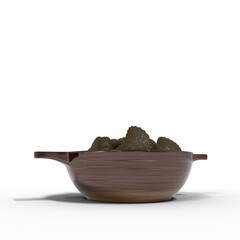 Bowl of Textured Brown Food - Rustic Still Life with Wooden Container isolated on transparent or white background png
