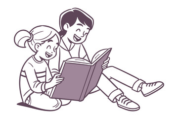 Joyful Storytime: A parent and child share a heartwarming moment, engrossed in a captivating storybook, their faces alight with smiles and the magic of reading.