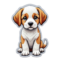 Cute Cartoon Puppy Illustration with Detailed Fur digital