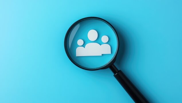 Magnifying glass focusing on a group icon