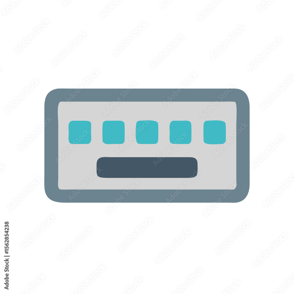Poster stylized keyboard icon featuring square keys on black backdrop