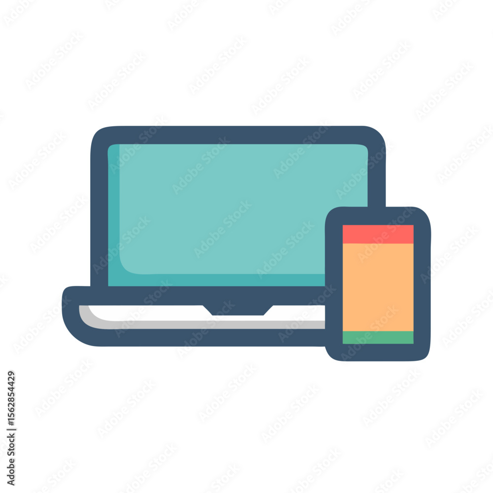Poster responsive design icon representing laptop and mobile phone