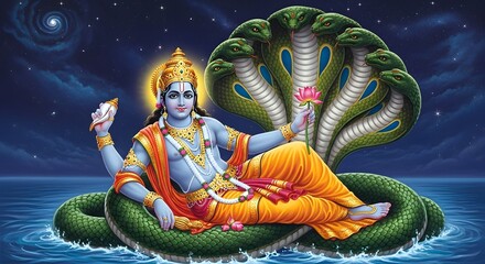 Lord vishnu: hindu god vishnu sleeping on sheshnag, pictures & symbolism