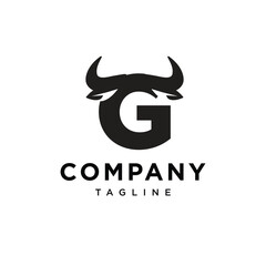 Letter G Cow Horns Logo Icon Vector