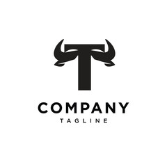 Letter T Cow Horns Logo Icon Vector