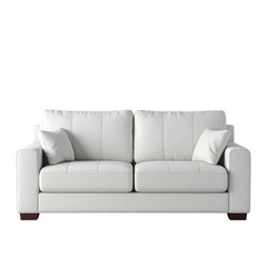 White leather sofa o on transparent background