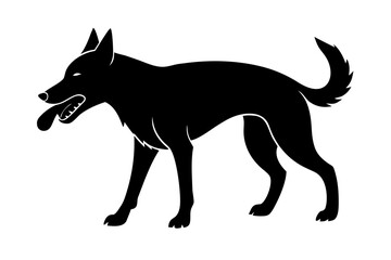 Silhouette Vector Art Illustration of a Dog Standing with Tongue Out