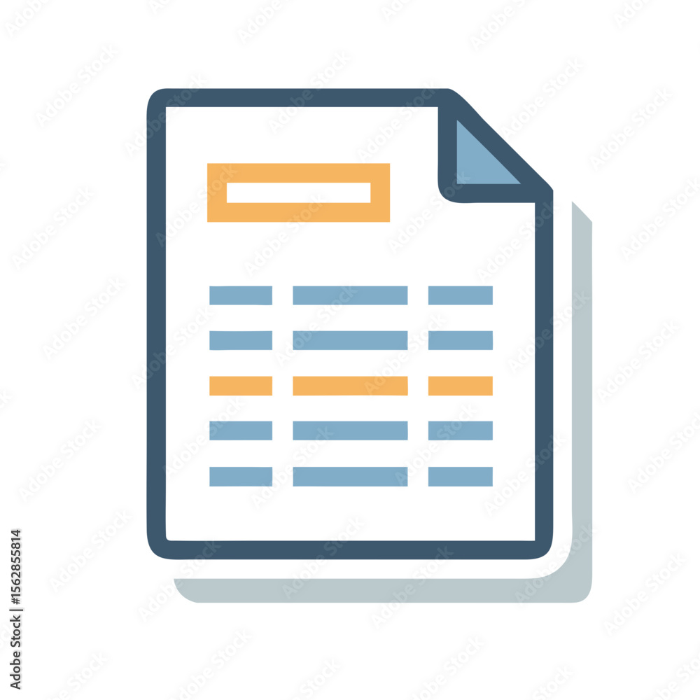 Poster icon of document with lines and blue borders stacked
