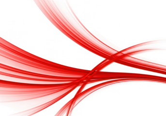 Abstract red lines create a dynamic wave pattern against a white backdrop, isolated on transparent background