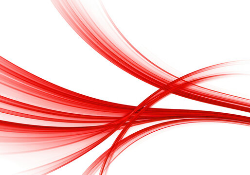 Abstract red lines create a dynamic wave pattern against a white backdrop, isolated on transparent background