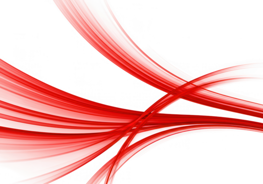 Abstract red lines create a dynamic wave pattern against a white backdrop, isolated on transparent background