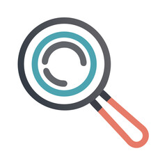 Modern flat vector icon of magnifying glass search tool