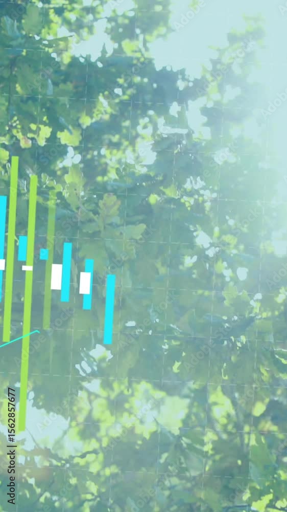 Poster animation of data processing over landscape