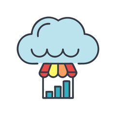 Cloud technology market growth illustration on black background