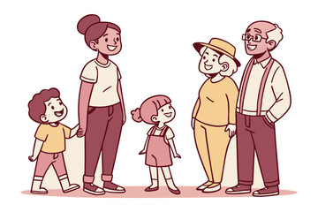 Generational Bond: Heartwarming illustration of three generations, coming together, a visual ode to family ties and enduring connections. 