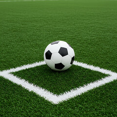 Soccer Ball on the Corner Kick Mark A Stunning Close-Up Shot