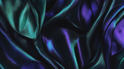 Obraz premium Iridescent Fabric: Abstract, Flowing, Teal and Purple Silk Texture.